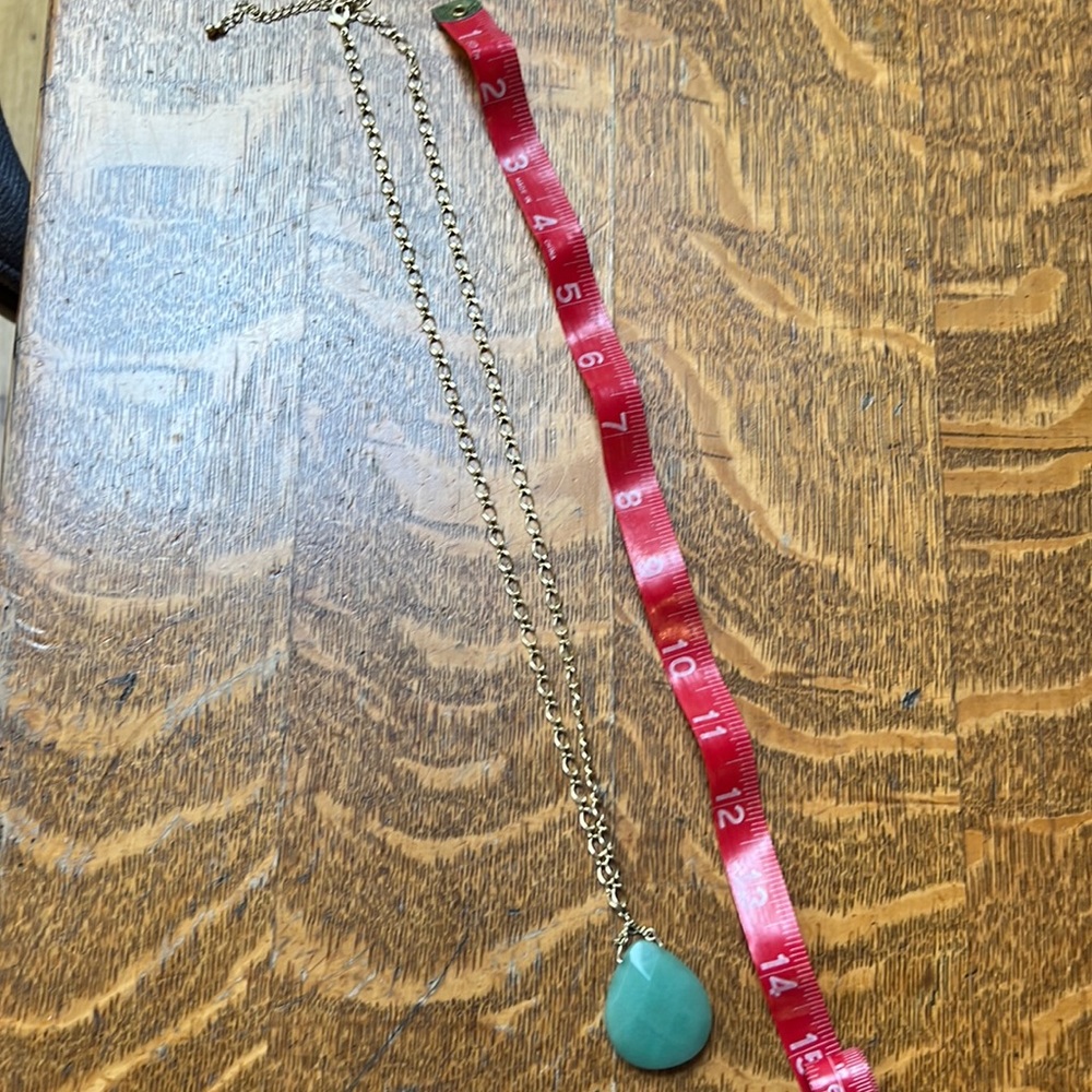 Costume necklace - teal stone with gold chain